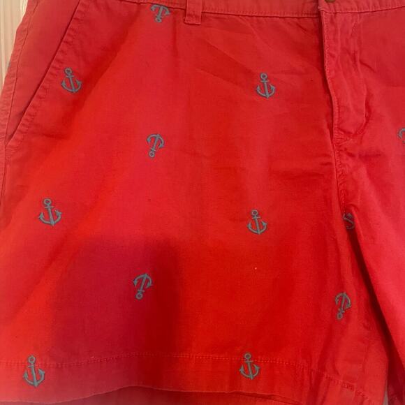 Old Navy Shorts Womens Pink Coral Blue Embroidered Anchors Cotton Nautical Sz 14 - Picture 8 of 14